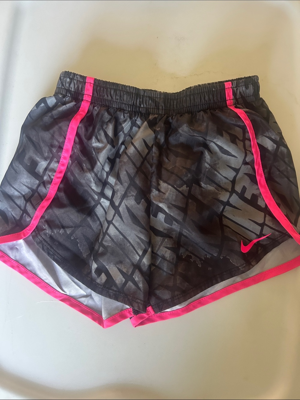 Nike Women's Black Athletic Shorts with Hot Pink Trim